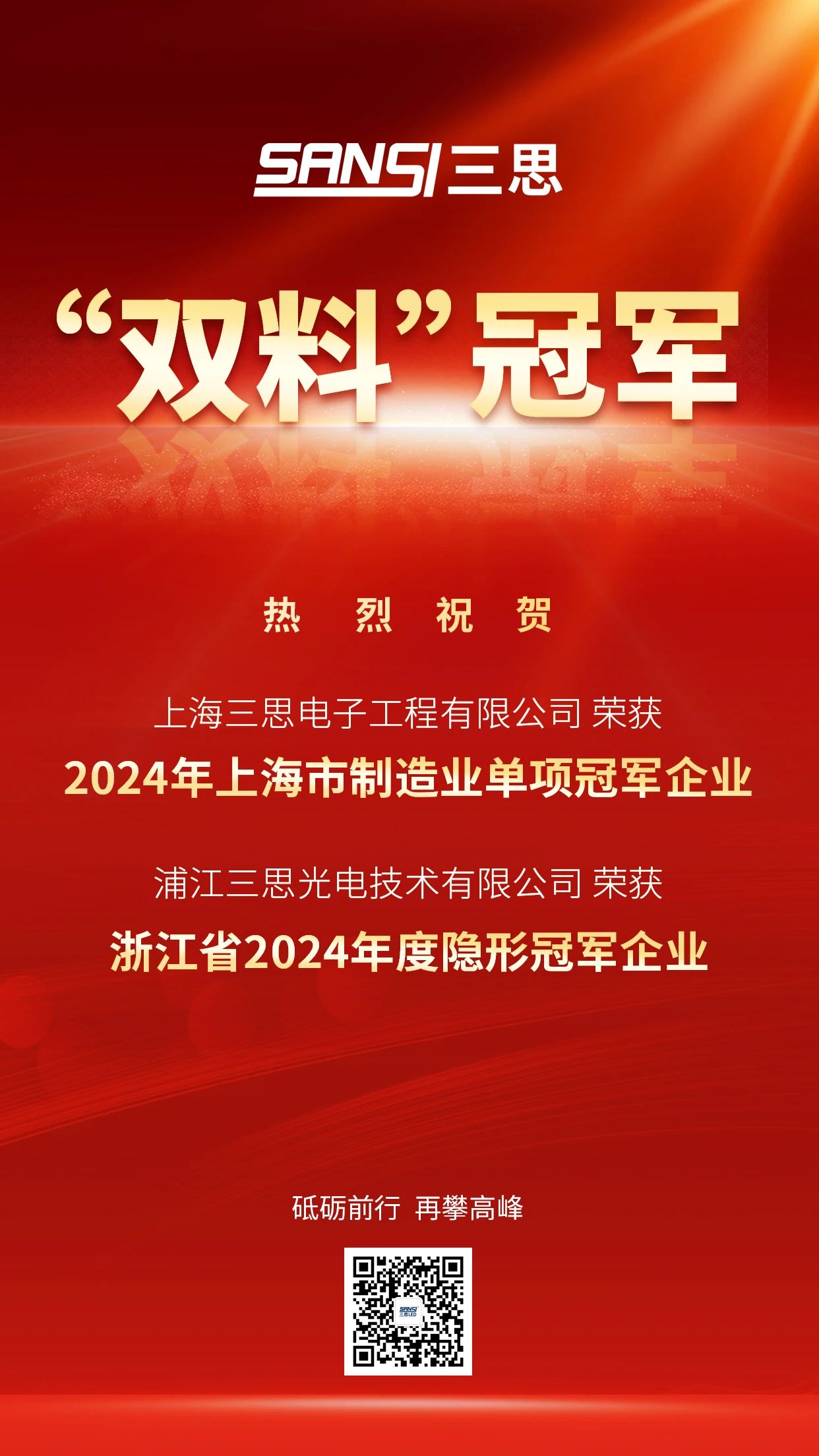 雙料冠軍,三思公司,被認定為,制造業(yè),單項冠軍,隱形冠軍企業(yè)